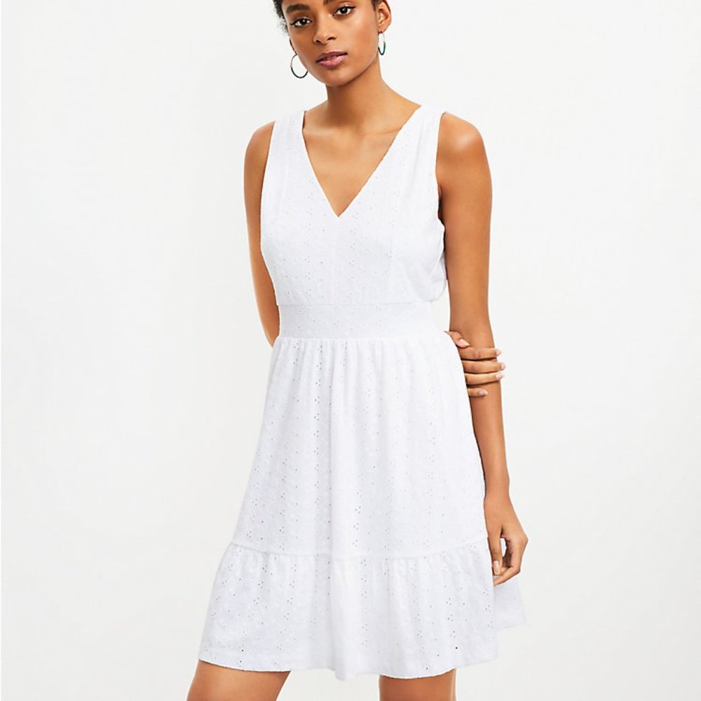 Loft Eyelet Fit and Flare Dress